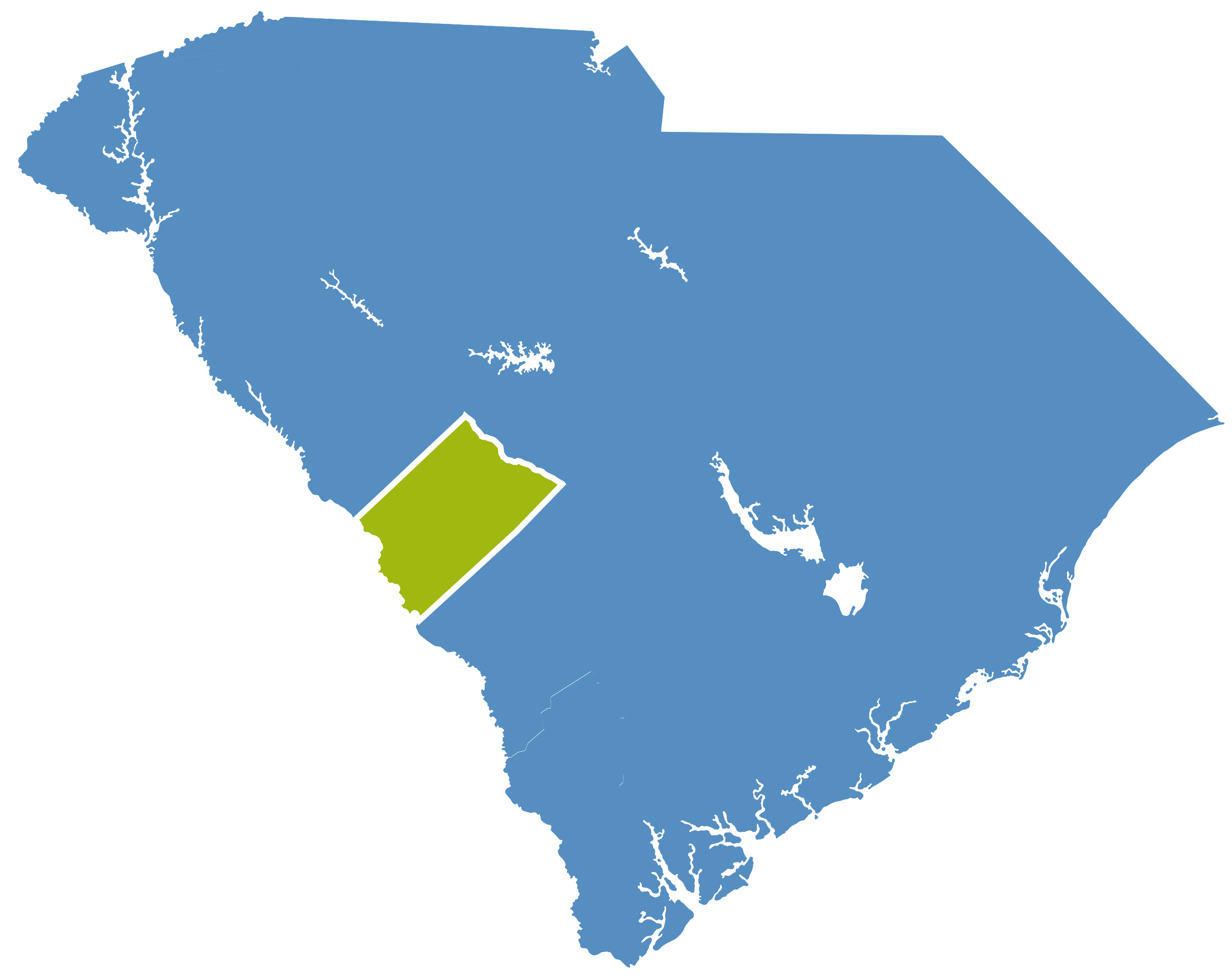 Aiken located on an image of SC