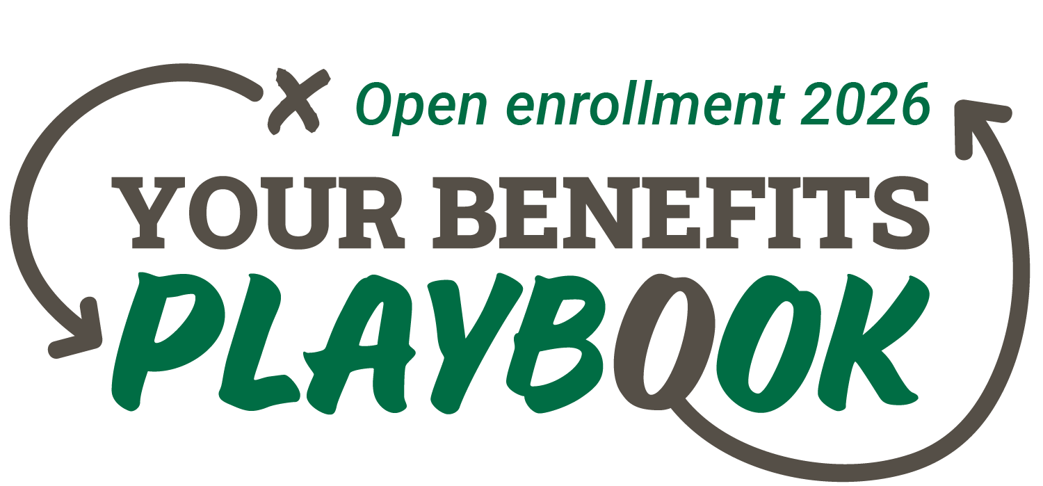 2026 open enrollment logo: Your benefits playbook